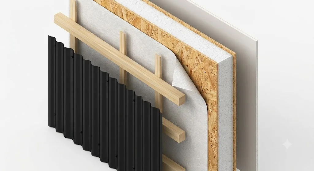 Detalle de capas del panel SIP